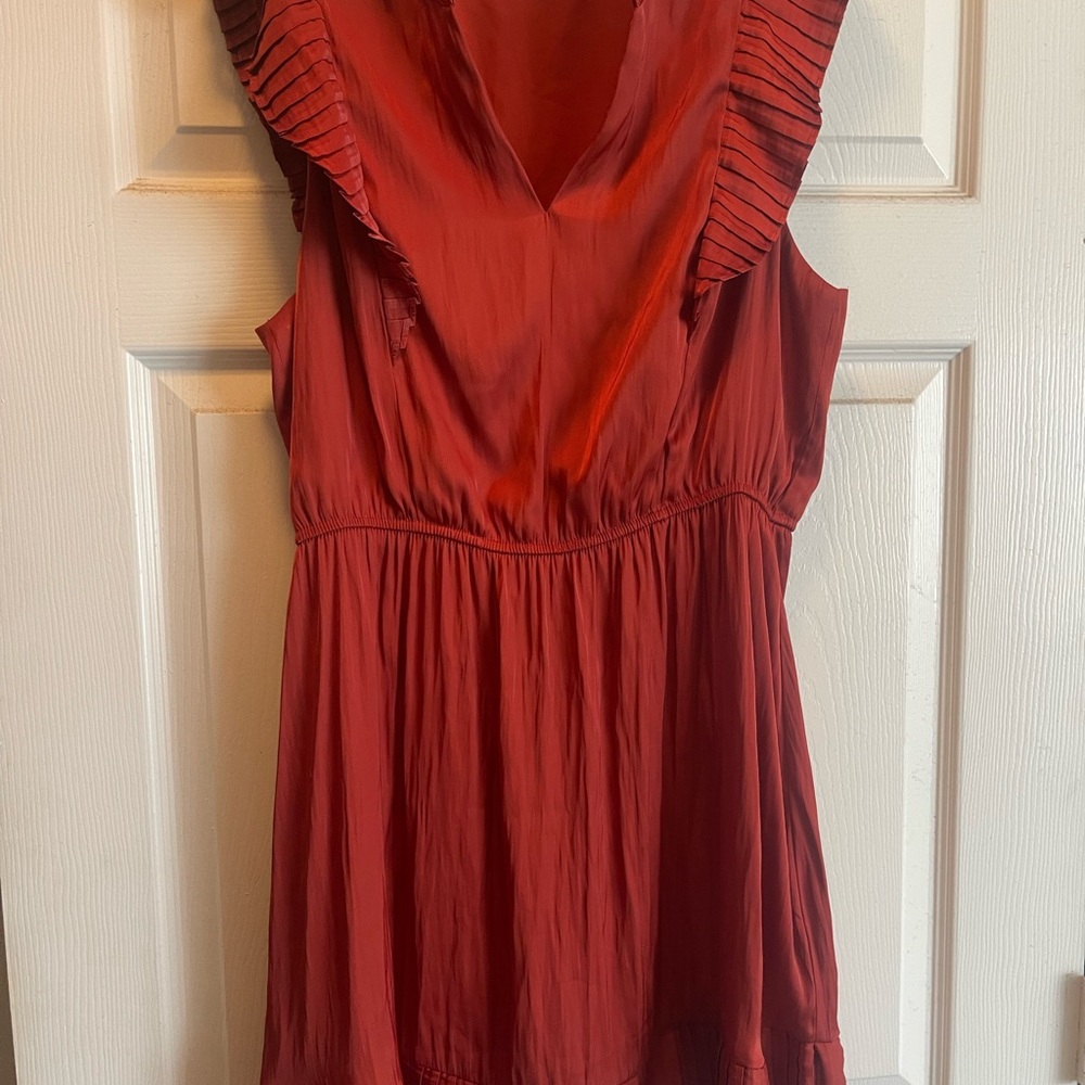 Steve Madden burnt red Mini Dress with Ruffled Sleeves- size Large